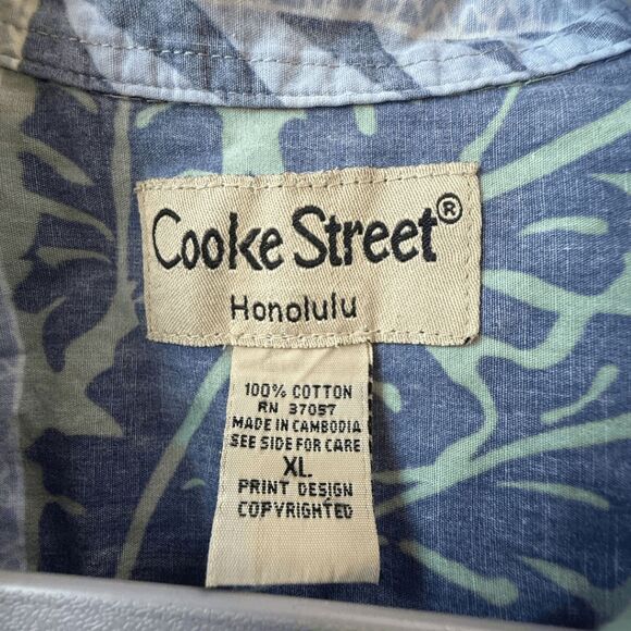 Cooke Street Mens Aloha Short Sleeve Button Up Hawaiian Shirt Blue Green Size XL - Picture 3 of 8